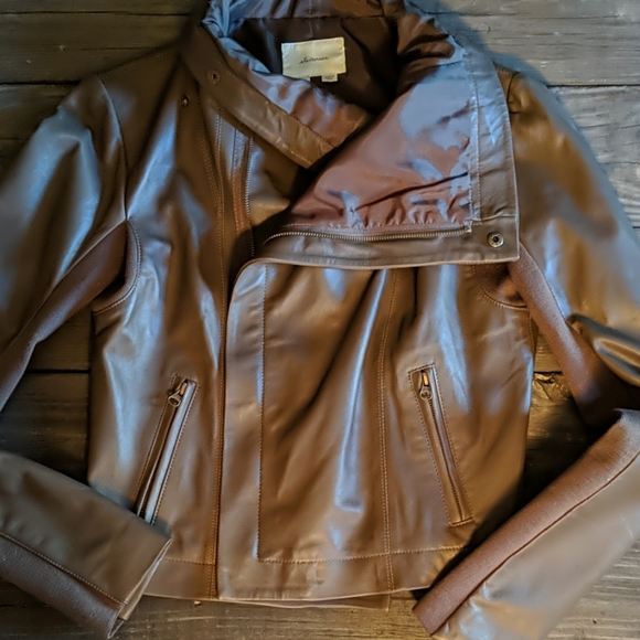 Anthropologie Elevenses Olive Green Leather Jacket - Picture 2 of 7